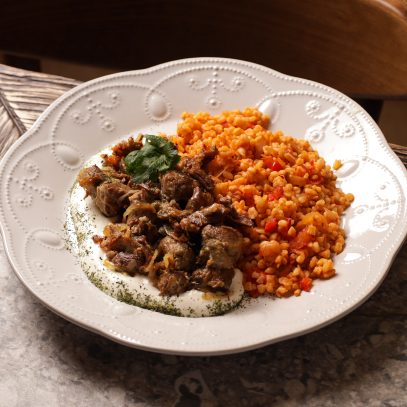 Lamb with yogurt and pilaf